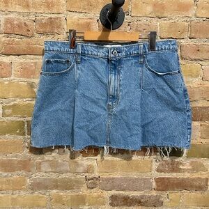 Abercrombie & Fitch Pleated Denim Ultra Mini Skirt